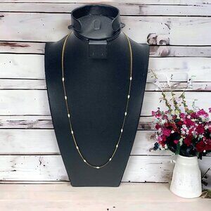 Napier Cocoon Link Chain Faux Pearl Station Necklace Gold Tone Opera Length 22"